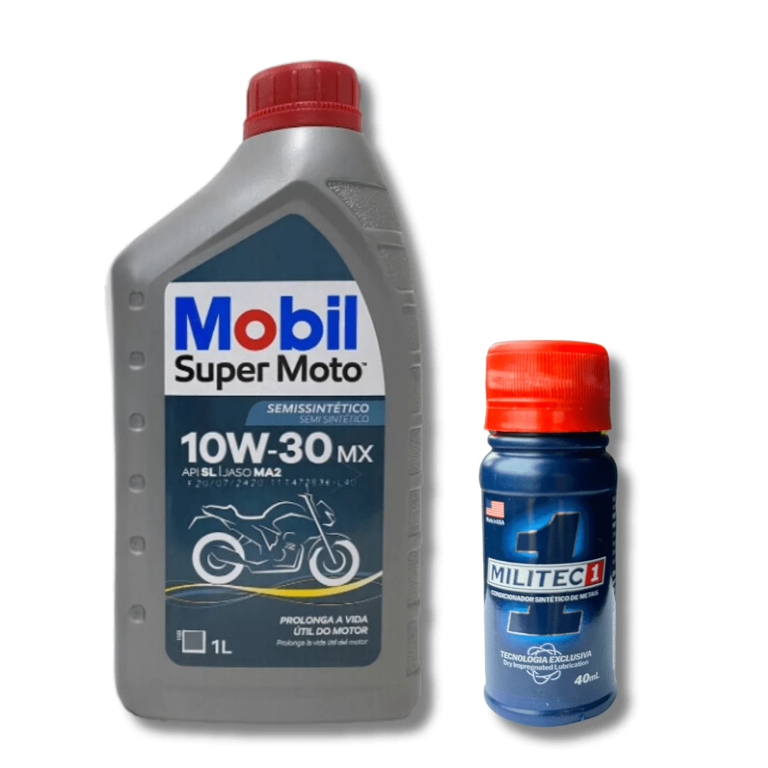 MOBIL ORIGINAL 10W30 MOTORCYCLE OIL CHANGE KIT WITH MILITEC - Yellow - View 1