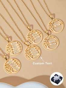 1 pieza Colgante de collar de árbol de la vida personalizado de acero inoxidable, diseño minimalista, adecuado para citas, días festivos y uso diario de niña