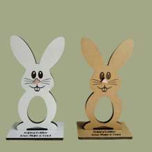 1 Support de lapin en forme d'œuf au chocolat de Pâques, décoration de table en bois, décoration de fête. Nez rose, nez bleu, nez amusant