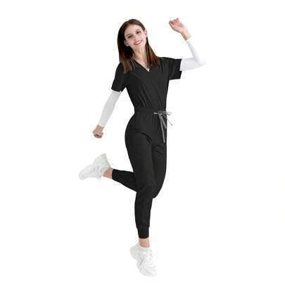 DEESTE Pijama Quirurgica Antifluidos para Mujer, Uniformes de Enfermeras de Mujer con Cuello en V y Múltiples Bolsillos, Conjunto de Scrubs Médicos con Múltiples bolsillos Varios colores, Conjuntos de Ropa de Trabajo, Yoga, Correr, Medicos