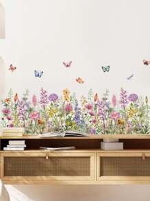 mama look 1pc Floral & Sunflower With Bee Wall Sticker, Suitable For Bedroom, Living Room, Study, Home Decor, PVC Self-Adhesive Removable Cartoon Sticker - Multicolor - View 9