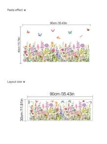 mama look 1pc Floral & Sunflower With Bee Wall Sticker, Suitable For Bedroom, Living Room, Study, Home Decor, PVC Self-Adhesive Removable Cartoon Sticker - Multicolor - View 4