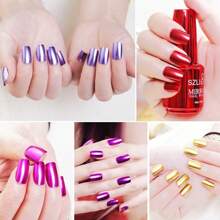 12 Colors Metallic Gel Liner Nail Art, Mirror Chrome 3D Effect Gel Nail Polish 8ml Build In Thin Brush Metal Painted Drawing Stripper Gel Polish Curing Requires Gift For Home Salon  Use (12 Colors Set) - 彩色 - 查看 2
