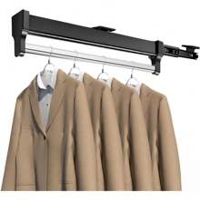 衣柜拉出式衣架杆，可调节重型钢制衣服收纳衣架杆，适用于裤子外套（597 毫米/23.5 英寸）、春季、简约、夏季上衣