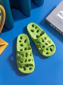 EVA Hollow Men's Shower Slippers, Home Bathroom Breathable Sandals, Soft & Comfortable, Waterproof, Anti-Slip & Odor-Free - Green - View 1