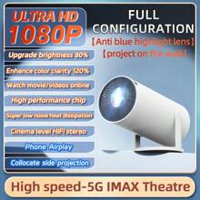 HUASHIJIE 2025 New Super-Clear 1080P Intelligent 5G Dual-Band Projector Home Bedroom 4K Ultra-High-Definition Projection Wall High-Definition Small Home Theater HD Computer Screen Projection Fitness Office Outdoor Camping Room Internet Class Living Room Dormitory Students Mini-Projector