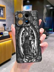 1pc Virgin Mary Graphic Regular Phone Case Suit Compatible With Iphone, Redmi, OPPO/Realme, VIVO, Infinix - Black - View 3