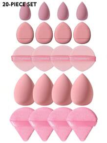10-50 piezas Juego de esponjas de maquillaje súper suaves, esponjas cosméticas multifuncionales para base líquida, corrector, polvo y belleza facial diaria - Rosa - Ver 10