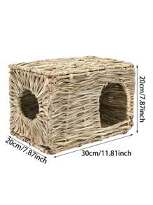 A Handmade Rattan Hut Designed Specifically For Rabbits, Guinea Pigs, Hamsters, And Ferrets. It Is A Comfortable Hidden Play House With An Opening And A Foldable Bed Suitable For Small Animals - Multicolor - View 6