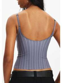 Women's Floral/Polka Dot/Striped Tank Top Spaghetti Tank Top - 藍色 - 查看 3