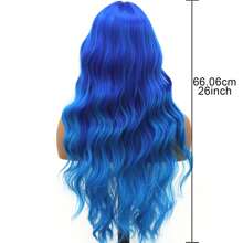 200% Density 26 Inch Blue Bangs Wave Wigs Light Blue Body Wave Heat Resistant Hair Wig For Women Light Blue Water Wave Synthetic Fiber Glueless Colored Hair Wig For Daily Party Cosplay Halloween 26 Inches - Màu xanh ombre - Xem 4