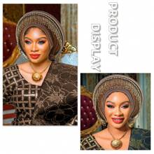 African Traditional & Latin American Fashion Solid Color Beaded Multi-Layer Faux Pearl Trim Overhead Hat For Women, Hand-Beaded Tassel Decor, Suitable For Daily Wear, Weddings, Parties, Mother's Day Gift Hair Sleep Cap - Nigerian Turban Hat - View 4