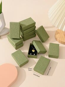 12 件/包简约而时尚的珠宝包装盒（适用于耳环、戒指、项链）。适合节日礼物包装情人节 - 綠色 - 查看 2