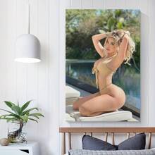 Impresión artística en lienzo de modelo de moda - Cartel de pintura al óleo de una señora sexy - Pintura en lienzo con marco de madera de 2.25 cm de grosor (3 piezas) de 0.9 pulgadas / 30 - Decoración del hogar, regalo, decoración de habitación, decoración de pared, regalo perfecto, decoración de pared de otoño e invierno, decoración de sala de estar, decoración de dormitorio, decoración de cocina, decoración de entrada, decoración de baño, pintura de pared directa, póster de pintura de pared de alta calidad