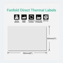 100/200/300/400 LABELS 4" X 6" Fanfold Direct Thermal Shipping Labels For Zebra & Rollo Printers US - 4" x 6" - 查看 3