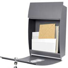 Letter Box With Viewing Windows, Post Box Wall Mounted Lockable, Weatherproof Post Box With 4 Keys Sleek Curvy Modern Letterbox For Keep Your Mail - Charcoal Grey - View 2