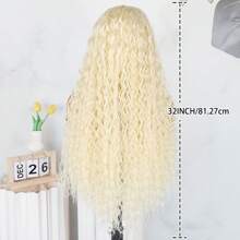613 Light Blonde Color Synthetic Lace Front Wigs Pre Plucked Natural Hairline 32 Inch Long Kinky Curly Wig Ready To Wear Glueless Wigs 13x4x1 Middle Part Lace Front Curly Wigs For Fashion Women Daily Party Wear Heat Resistant Fiber - 金色 - 查看 4