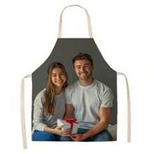 1 pieza Delantal personalizado, regalo ideal para amigos, parejas, familia, compañeros de trabajo para cumpleaños, aniversario, hecho de lino, apto para uso en la cocina