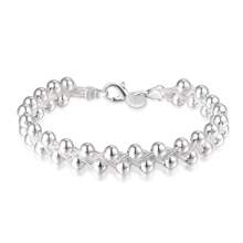Cadena de cuentas de encantos al por mayor, pulsera hermosa de plata esterlina 925 de moda para mujer, joyería elegante para bodas - Plateado - Ver 6