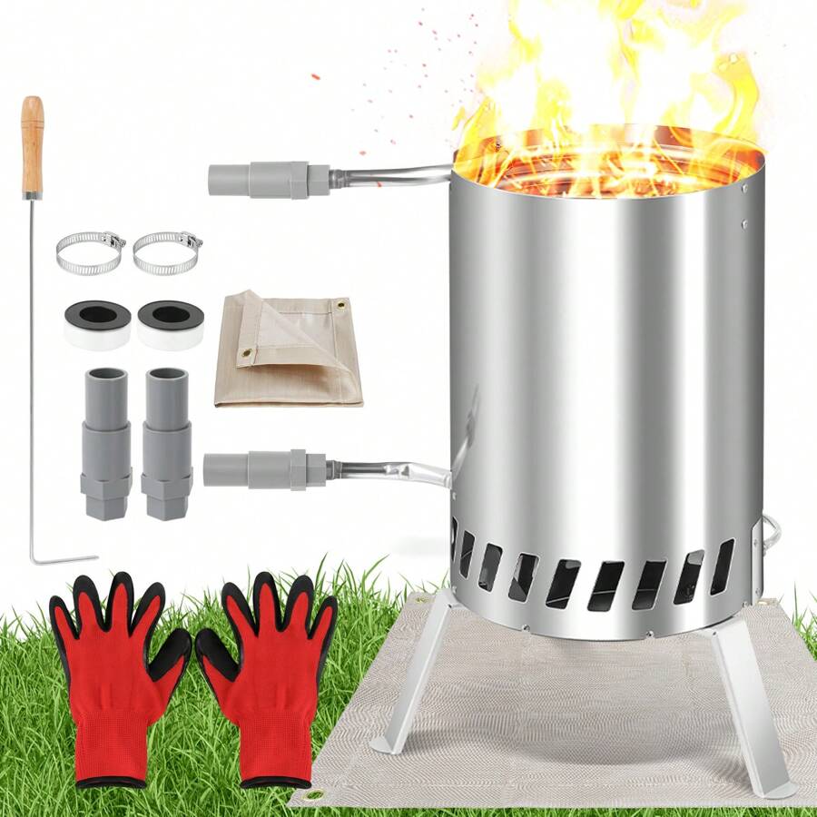 Cecaylie Pool Heating Fire Swimming Pool Heating Pool With Fire Mat Fire Barrel Connection 30X60cm - Silver - View 1