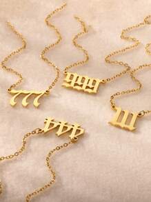 1pc 777 Angel Number Necklace, Women Stainless Steel Simple Chain Pendant Necklace, Christmas Gift - Number - View 11