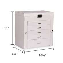 Hộp đựng trang sức lớn Frebeauty, Hộp đựng trang sức bằng da PU 6 tầng, Hộp đựng đa năng có gương, Giá đựng phụ kiện có 5 ngăn kéo đựng vòng cổ, vòng tay, đồng hồ, đồ lưu trữ khi quay lại trường học - trắng - Xem 2
