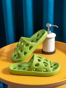 EVA Hollow Men's Shower Slippers, Home Bathroom Breathable Sandals, Soft & Comfortable, Waterproof, Anti-Slip & Odor-Free - Green - View 2