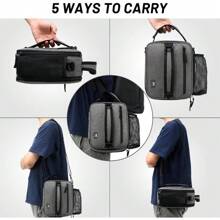 Bolsa de almuerzo extensible con aislamiento hombres trabajar viajes bolsas de almuerzo portátil con correa el hombro y soporte botellas de agua (gris/naranja) 10100044-2082-S01