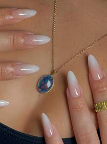 24 قطعة أظافر وهمية لوني أومبري لوز فرنسي، أظافر قصيرة كاملة الغطاء للضغط عليها، طقم أظافر اصطناعية بسيطة للارتداء اليومي مع ألسنة لاصقة للنساء والفتيات - وردي - مشاهدة 2