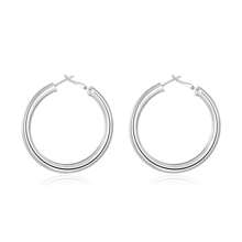 Aretes de aro grandes y lisos de 50 mm de plata de ley 925 para mujer, joyería de moda para fiesta y boda