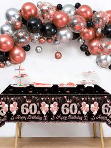 1Pc Birthday Tablecloth,Disposable Rose Gold Table Cover,40/60/50 Years Old Table Cloth, Happy Birthday Home Table Decor, Birthday Party Decoration Supplies,Table Decor,Kitchen Decor,Home Decor