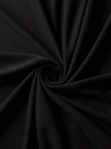 大码女士休闲纯色交叉腰舒适裤，适合秋季 - 黑色 - 查看 10