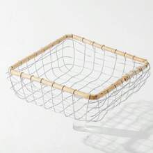 1 件铁丝编织篮，家庭储物篮，水果篮，圆形/方形面包篮，手工储物篮，编织水果蔬菜篮，水果面包储物篮 - 彩色 - 查看 11