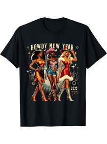 EWHHowdy New Year 2025 Cowgirl Glam Black Girls Music Lovers T-Shirt