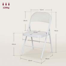 HOMCOM Set Of 2 Folding Chairs Portable Dining Chairs Indoor Foldable Chair With Synthetic Cover Cushion And Steel Frame Dim. 45W X 46D X 78H Cm White - White - View 2