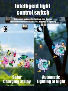 Solar Powered LED Butterfly Hanging Tree Ball Light, Multi-Color, Suitable For Home Yard Wall Garden Decor Outdoor Globe Lights - Multicolor - View 4
