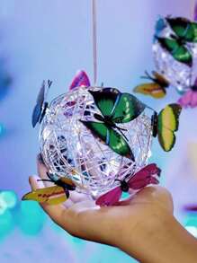 Solar Powered LED Butterfly Hanging Tree Ball Light, Multi-Color, Suitable For Home Yard Wall Garden Decor Outdoor Globe Lights - Multicolor - View 7