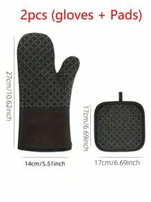 2 Packs Silicone Oven Mitts With Pot Holders - Non-Slip, Heat Resistant To 350°C For BBQ, Baking, Cooking, Grilling - Kitchen Handling Of Hot Dishes, Pans - Essential Cooking Accessories