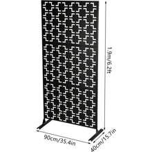 SHZICMY Outdoor Metal Privacy Screen 35.4x74.8 Inch Decorative Privacy Screen Freestanding Privacy Screen With Stand For Patio Garden Balcony Porch Backyard Swimming Pool Black Fast Arrival DIY Tool Kit - Black - View 5