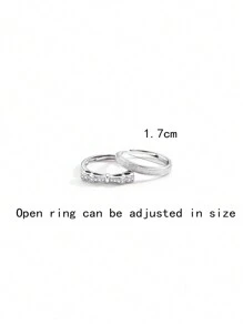 1 对奢华浪漫蝴蝶结承诺戒指，适合情侣，适合情人节、礼物、日常佩戴、妈妈、母亲、母亲节、礼物 - 復古銀色 - 查看 4