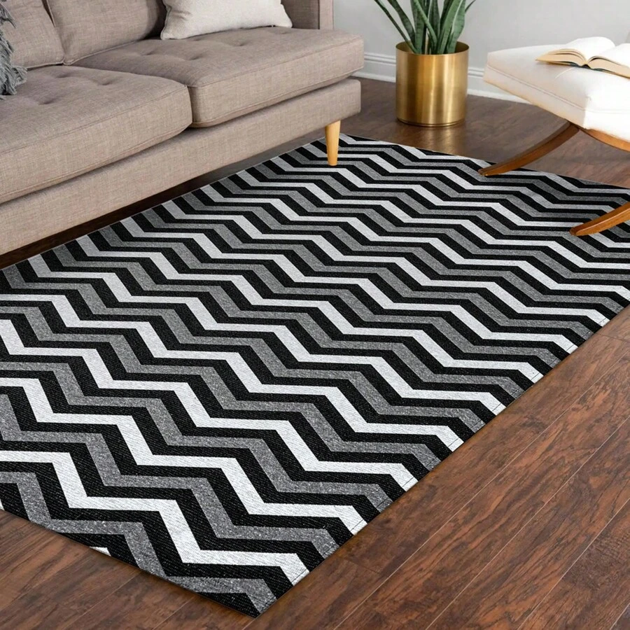Jacquard Rug 2.00 M X 1.40 M Non-Slip Geometric Living Room Office Bedroom - Kiev Hitam - View 1