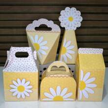 kit 20 Caixinhas MARGARIDAS AMARELA - Caixinhas para decoração e lembrancinha de aniversário infantil - Pegue e Monte - Como na Foto - Visão 1