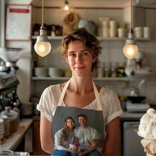 1 pieza Delantal personalizado, regalo ideal para amigos, parejas, familia, compañeros de trabajo para cumpleaños, aniversario, hecho de lino, apto para uso en la cocina