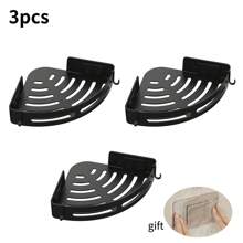 1/2/3pcs No-Drill Kitchen Corner Rack Organizer, Plastic Multi-Function Spice Shelf Wall Mount Bathroom Storage Rack Home Bathroom Decor Bathroom Organizer Summer Back To School - Multicolor - View 12