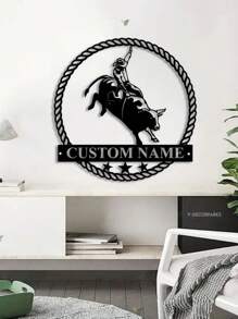 An Iron Custom Customizable Metal Bull Rider Wall Art Personalized Cowboy Bull Ride Decoration Home Ideal Birthday Housewarmings Valentine's Day Bull Decor The Perfect Gift Gifts Graduation - Black - View 9