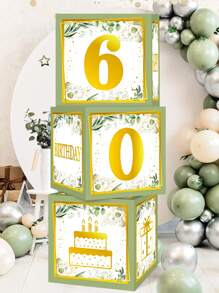 3 pièces Boîte décorative en papier vert et or pour anniversaire, décoration de fête pour les 18e, 30e, 40e, 50e, 60e, 70e anniversaires, boîte de célébration d'anniversaire de 27 cm "Joyeux anniversaire", décoration d'arrière-plan de fête d'anniversaire, décoration de maison, fournitures de fête, faveurs de fête, décoration d'anniversaire, ornement d'arrière-plan - Anniversaire - Voir 5