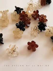 10 件/套迷你花朵发夹发夹女童礼物塑料发饰发夹沙龙工具螃蟹头饰咖啡色 - 彩色 - 查看 4