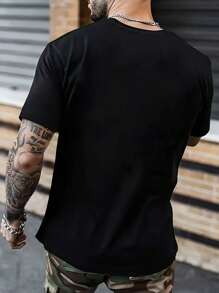 (1 Piece, 100% Cotton, 180gsm) Men's Casual Pop-Culture-Themed Print Round Neck Short Sleeve T-Shirt - Fashion Tee Suitable For All Seasons, Slight Elasticity, Regular-Fit, Pure Cotton Top