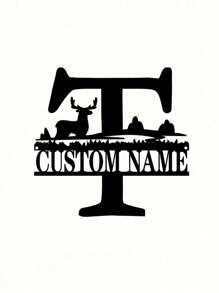 An Iron Wrought Custom Flower Last Name Logo Last Name Logo Personalized Metal Outdoor Men's Split Monogram Split Logo Family Valentine's Day Gift Housewarming Gift Father's Day Independence Day Party Summer Graduation School Season Decorations Gifts Birthday