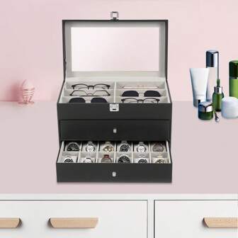 Custodia per gioielli con 24 slot per orologi e occhiali